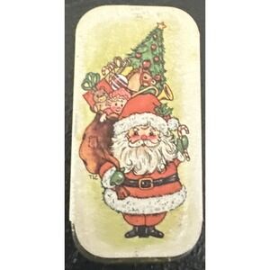 Vtg Potpourri Press Santa Claus Miniature Sliding Tin Christmas Mini 2" Box USA